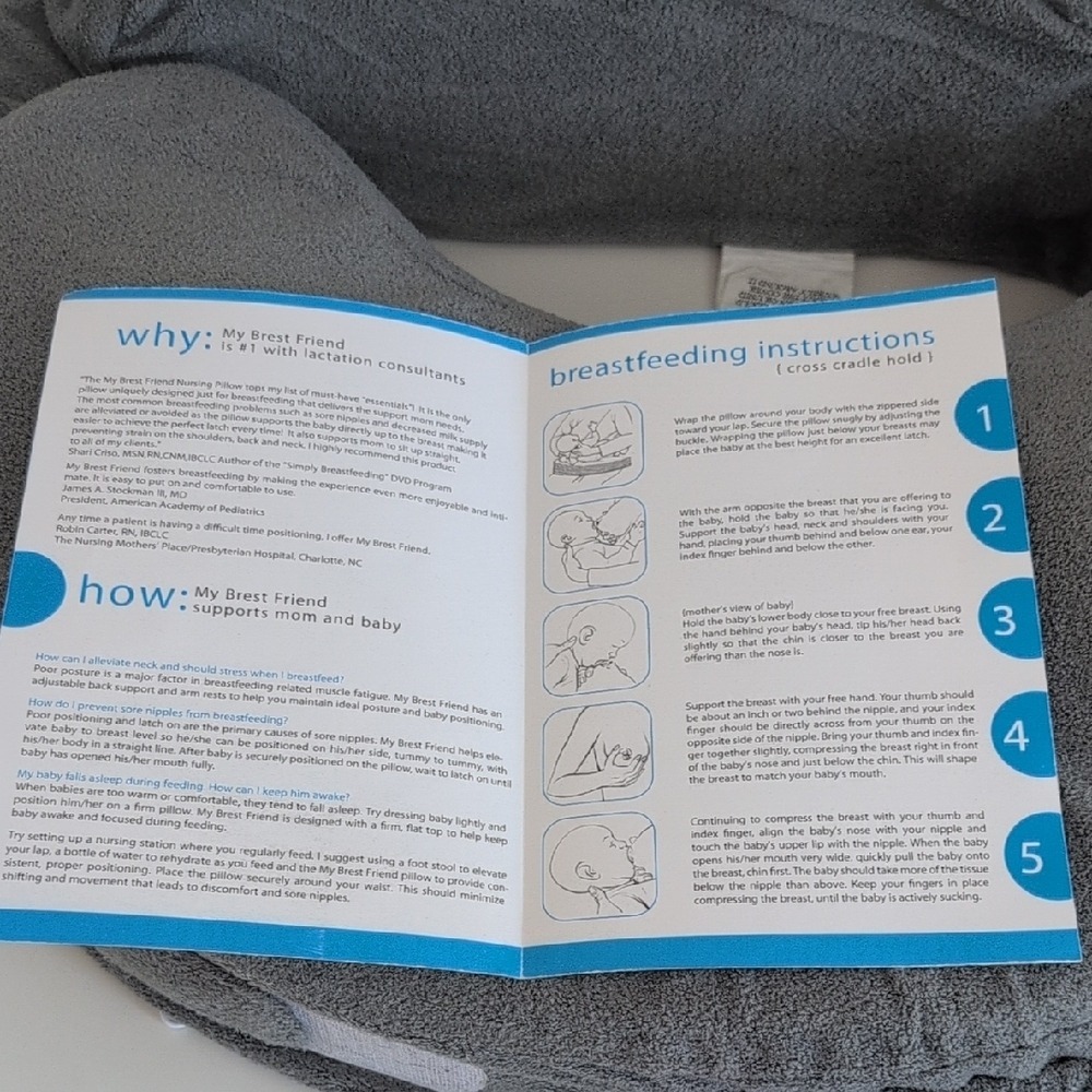 My Brest Friend Deluxe Nursing Pillow in Gray with Pocket, Adjustable Strap - Picture 15 of 16